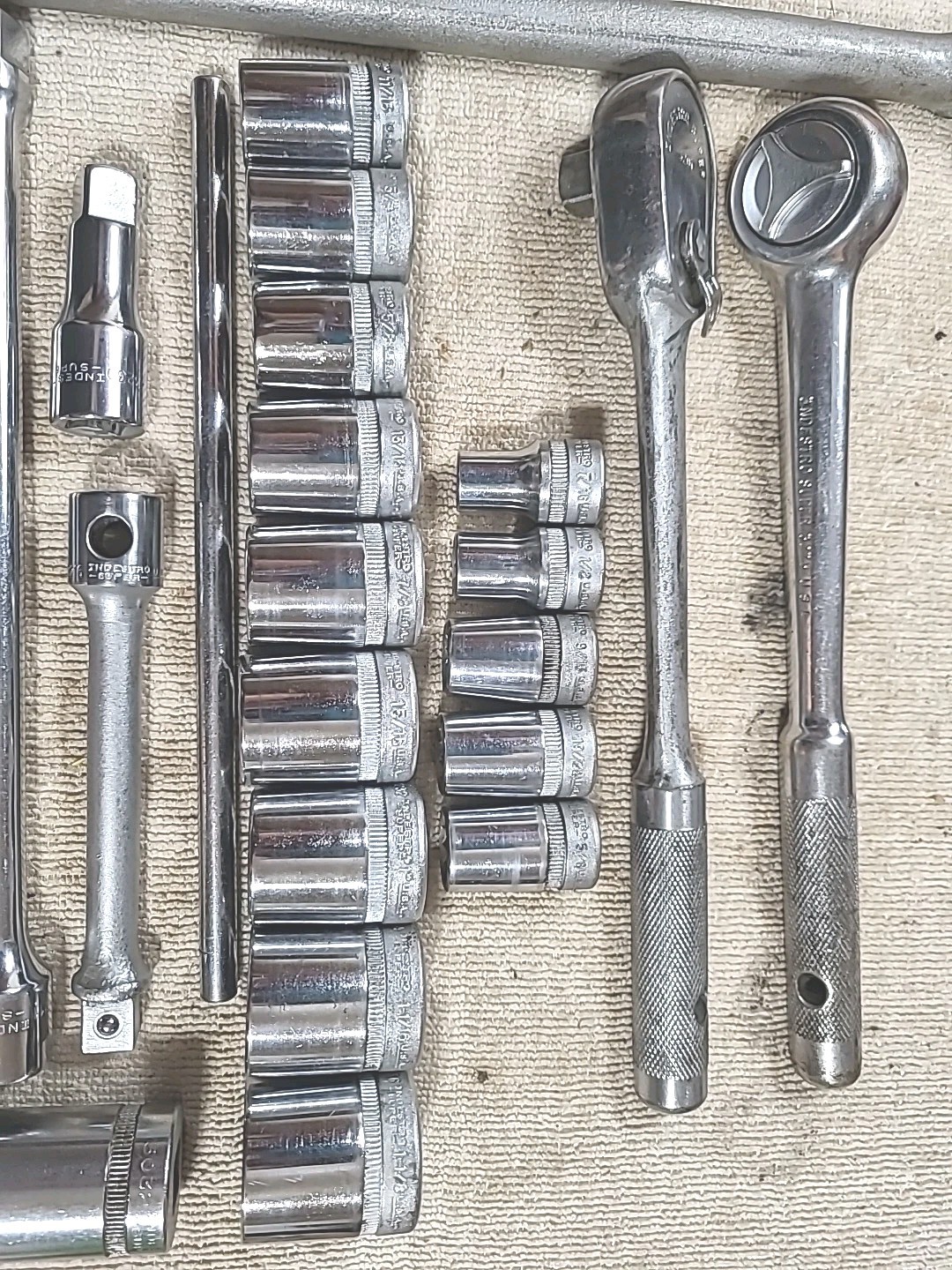Indestro Super, 1/2″ Drive SAE 26pc Socket Set Tool Box Ext Ratchets BB, Tools