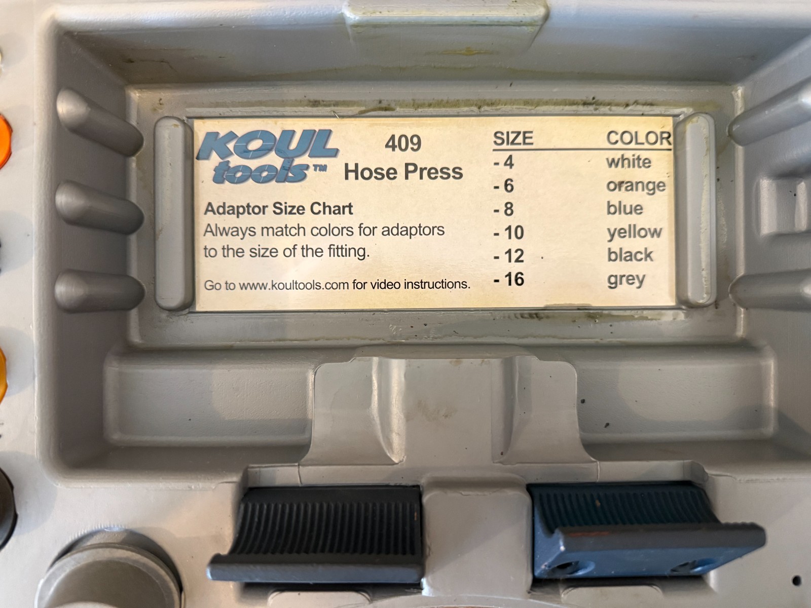 Koul Tools 409 AN Hose Press Complete Kit Sizes -4 -6 -8 -10 -12 -16