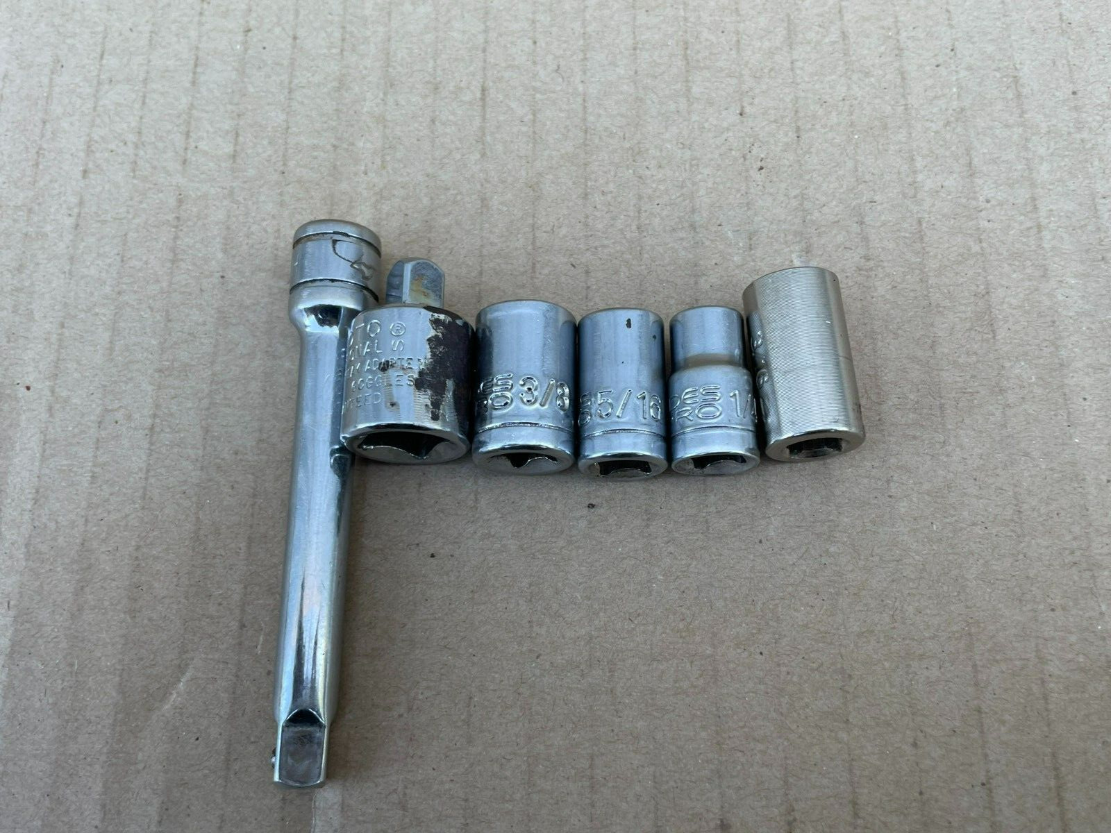 HUSKY 3″ Extension Drive 1/4″ +Proto Socket 3/8″/5/16″/1/4″/3/16″ (Set of 6 pcs)