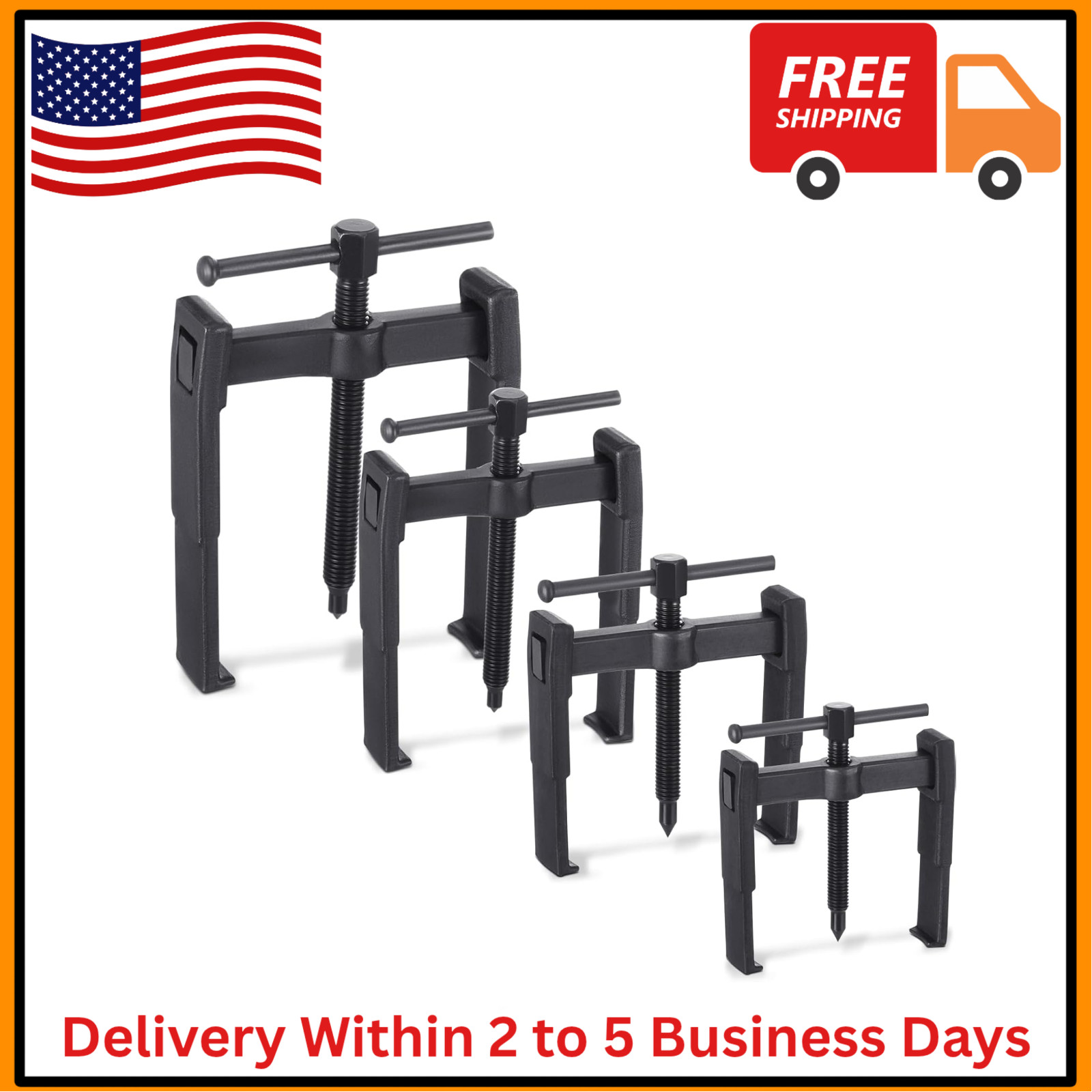 4 Pcs 2 Jaw Gear Puller Set Steel Removal Tool Adjustable for Pulleys Flywhee