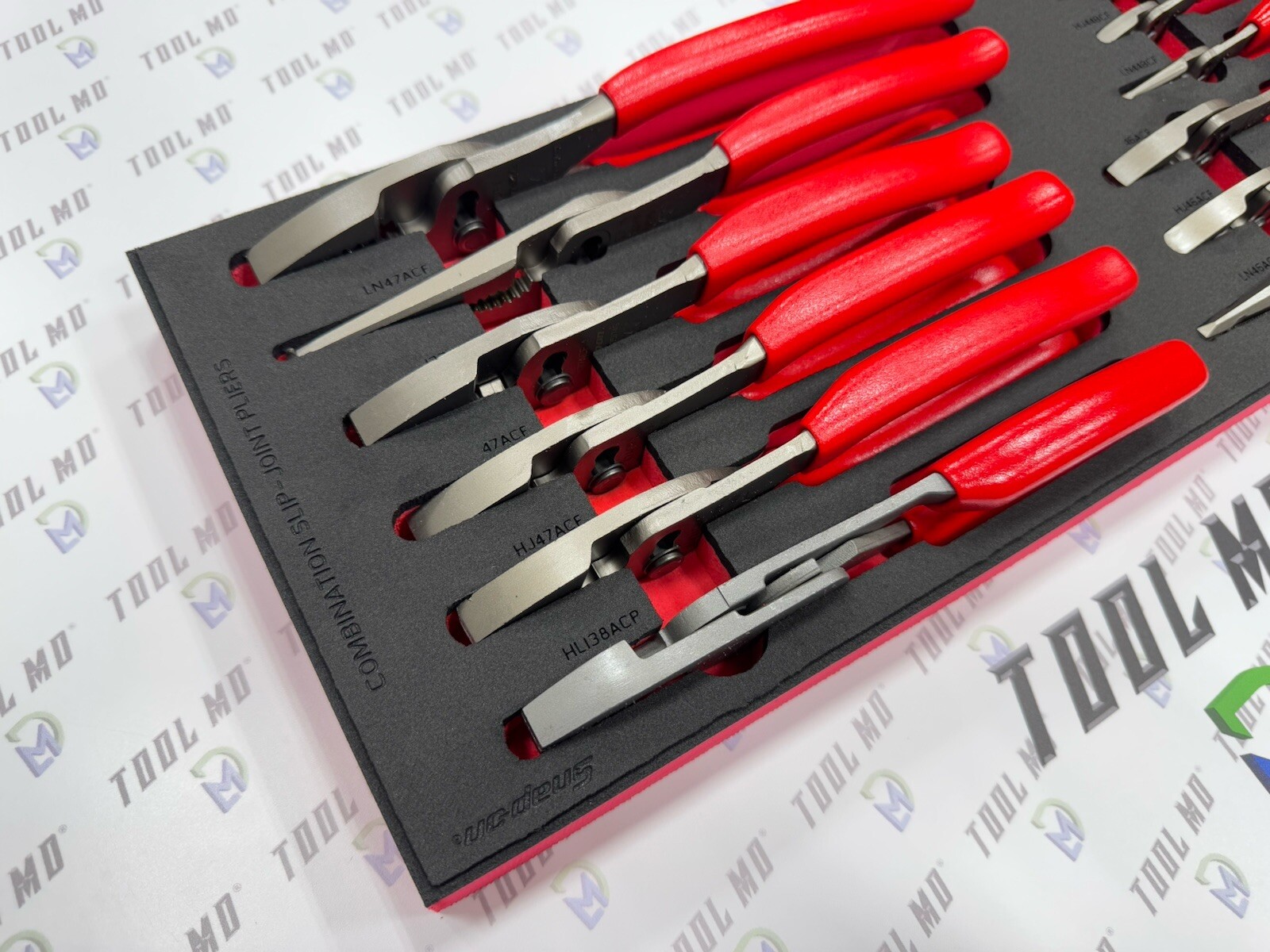 Snap-on Tools USA NEW RED 12pc Master Slip Joint Pliers Foam Set PLSJ1200FR