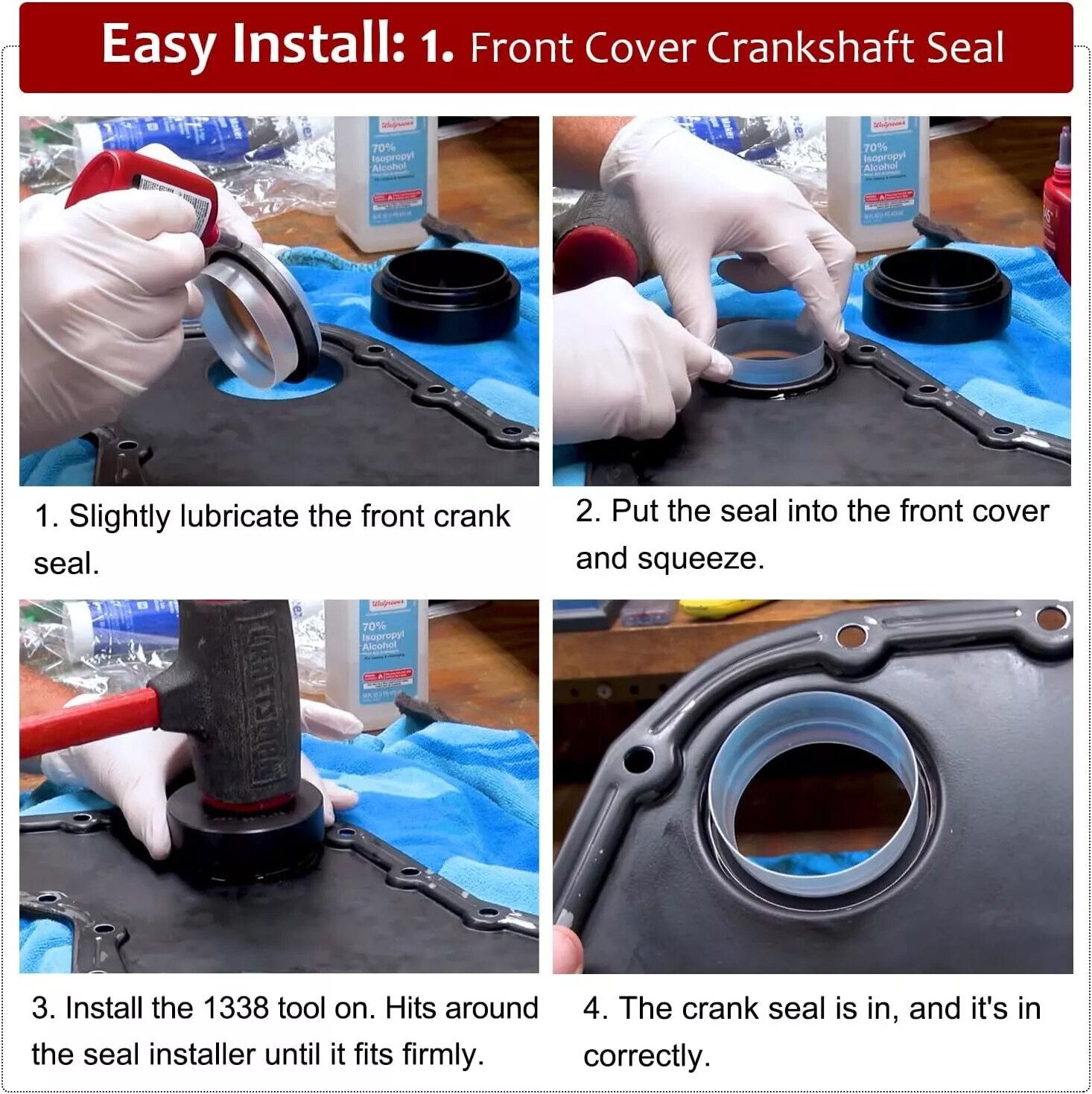 Front Cover Crankshaft Seal & Wear Sleeve Installer Tool For Cummins 3.9 5.9 6.7