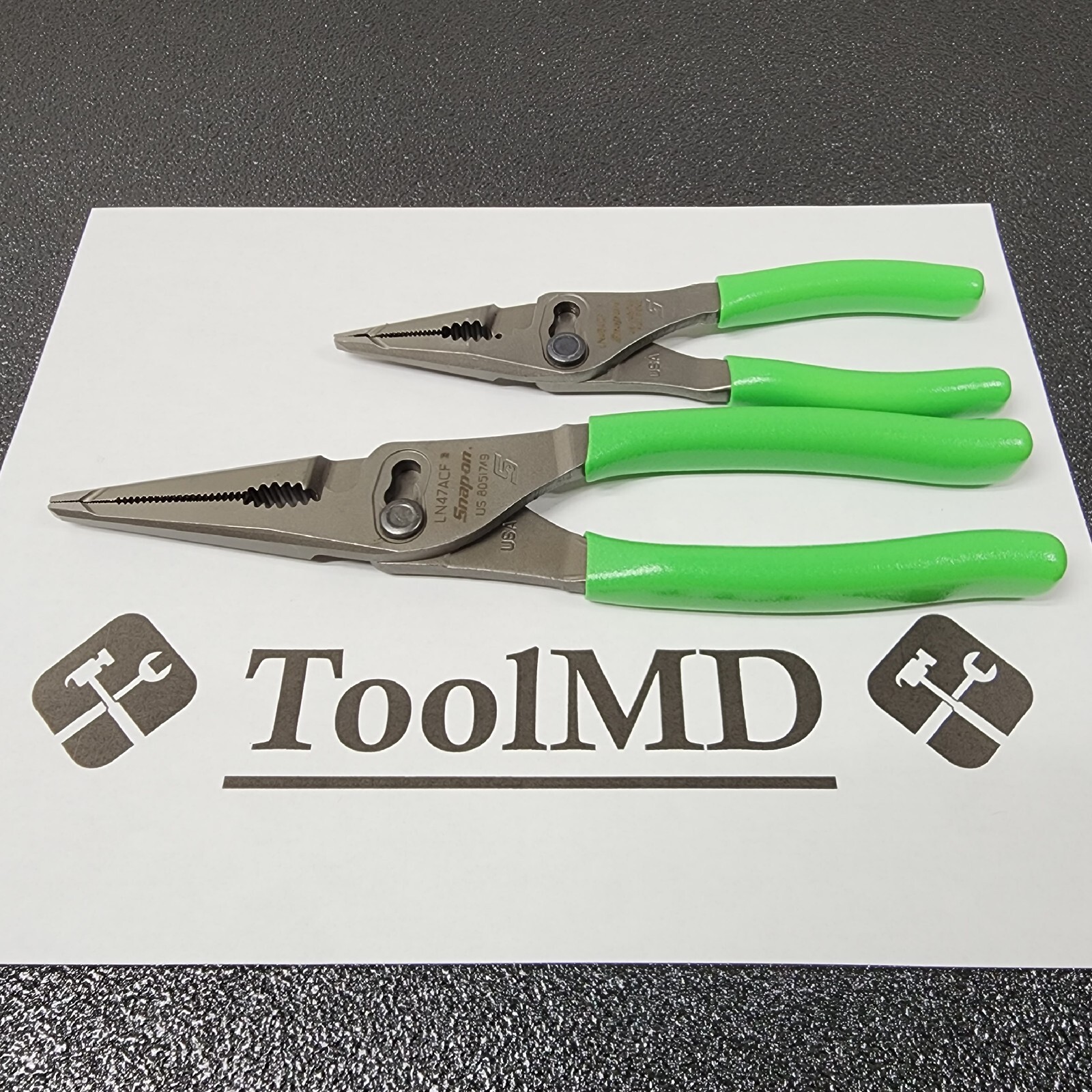Snap-on Tools NEW 2pc GREEN 7″ & 9″ Long Nose Slip Joint Pliers LN46ACF LN47ACF