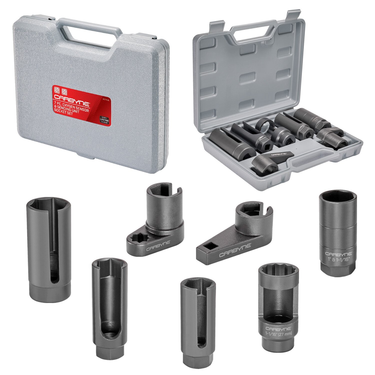 Carbyne 7 Piece Oxygen Sensor & Sending Unit Socket Set, Chrome Molybdenum Steel