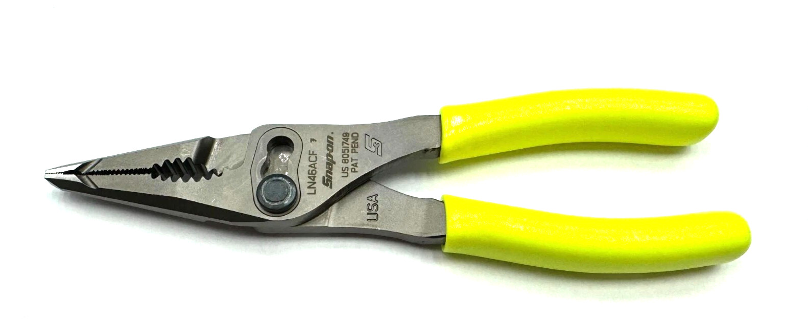 New Snap-on™ Yellow 7″ Soft Grip Long Nose Slip Joint Pliers LN46ACF LN46ACFHV