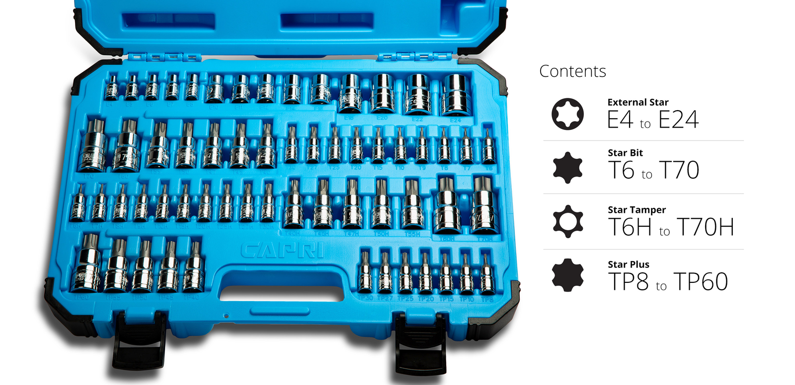 Capri Tools Master Star Bit Socket Set, Advanced Series, 60-Piece