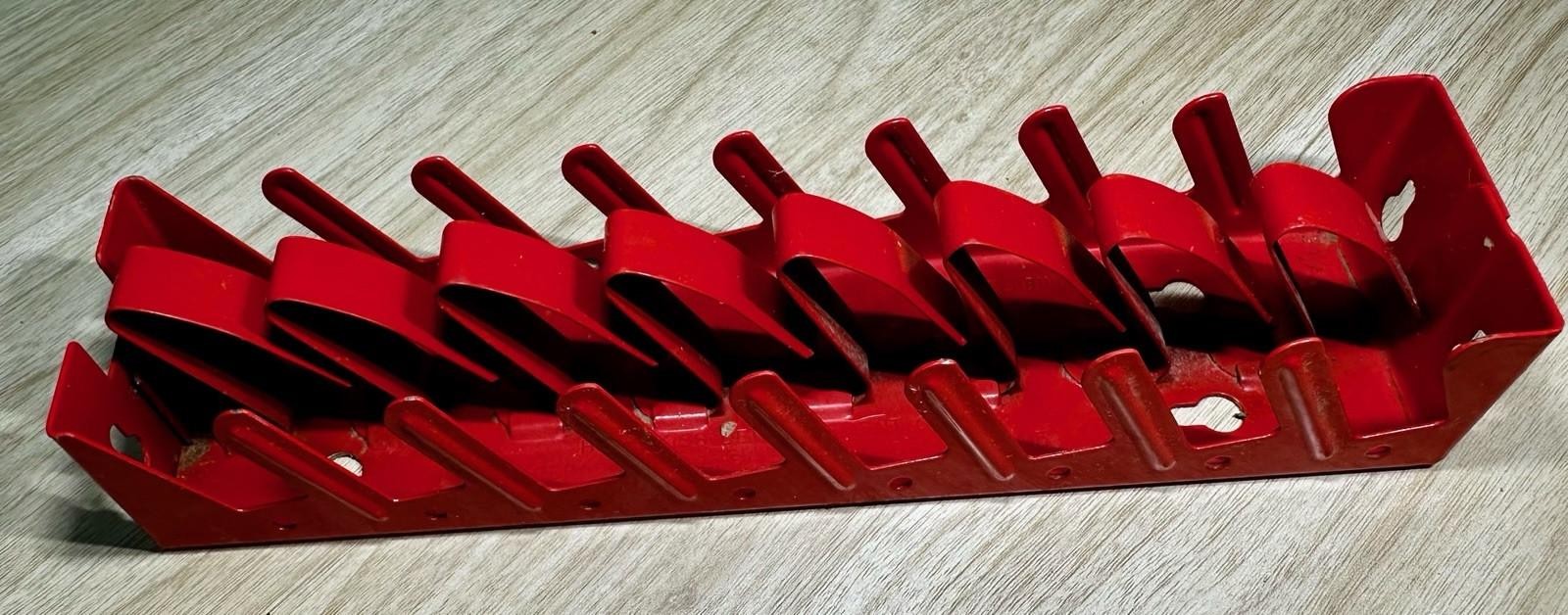 Spanger Model 850 Wrench Rack Only Holds 8 Wrenches Red Metal Wall Mount USA (G)