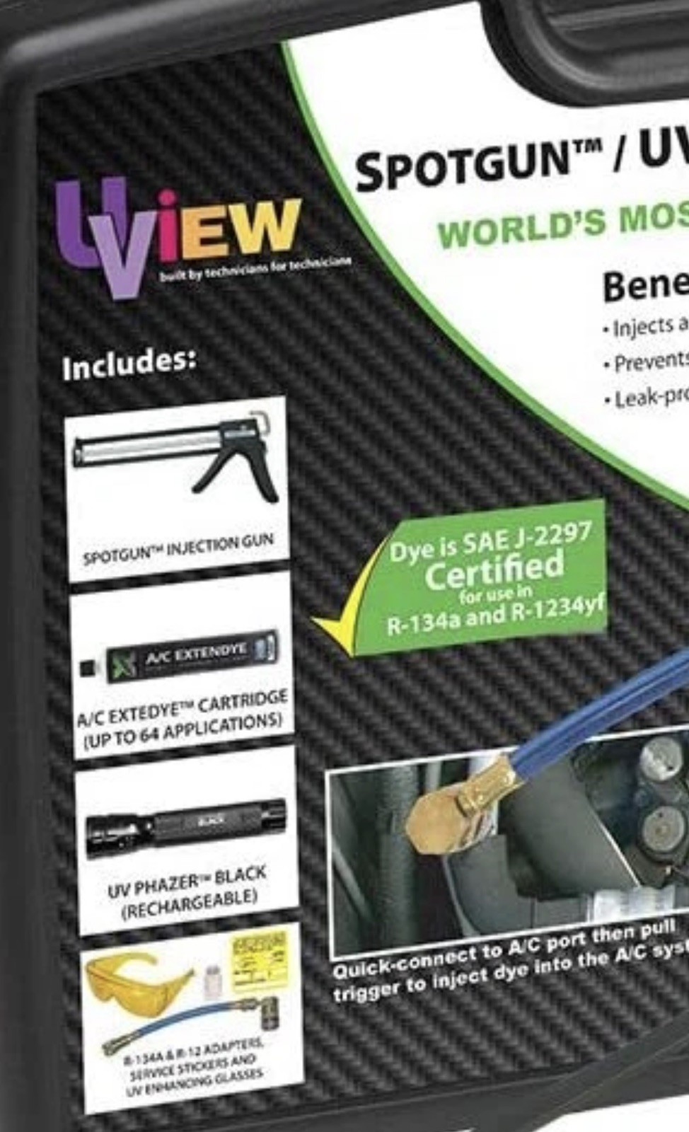 UView 414565A Spotgun A/C Leak Detection Kit w/Rechargeable LED UV Light – NEW!