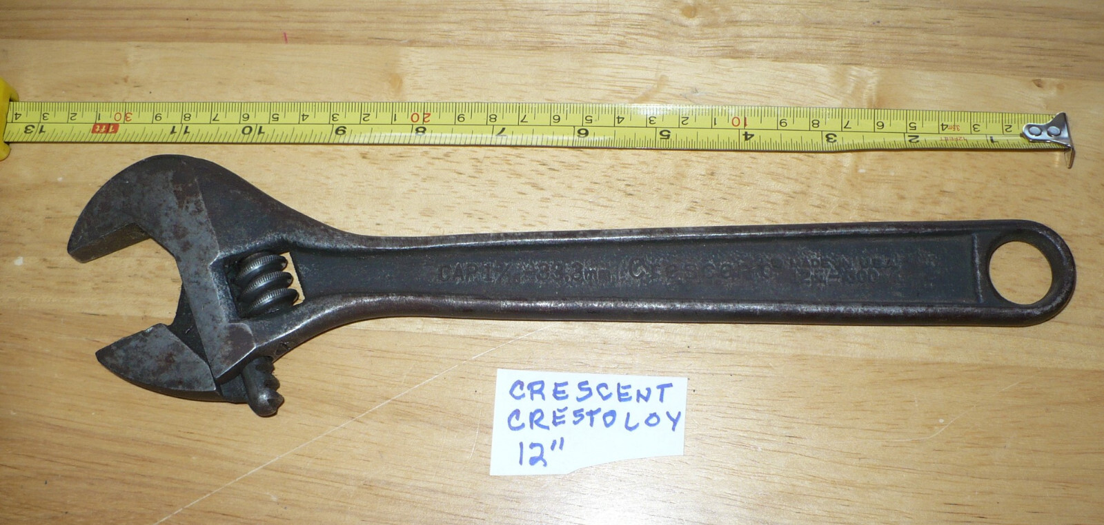 Vintage 12″ Crescent Crestoloy Adjustable Wrench 300mm Cap 1-5/16 33.3mm