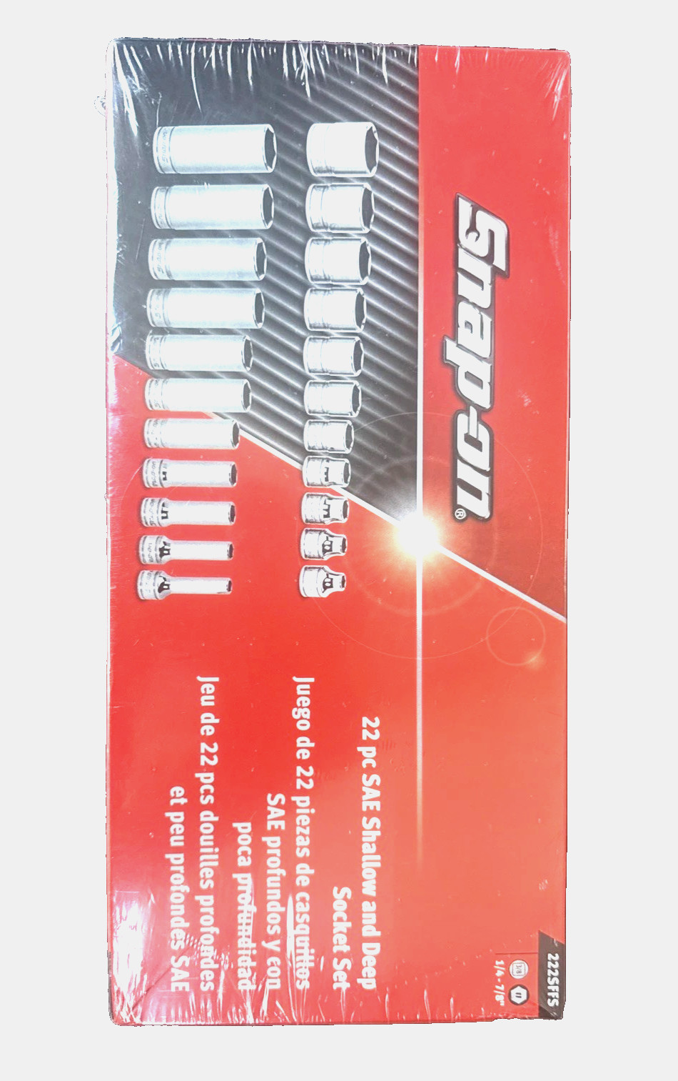 New Snap-on 3/8″ drive 1/4″ thru 7/8″ 22-pc 6-point Shallow Deep Socket 222SFFS
