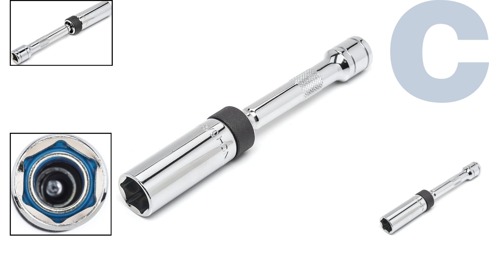 Ultra-Light 3/8″ Drive Magnetic Swivel Spark Plug Socket – 6″ Alloy Steel