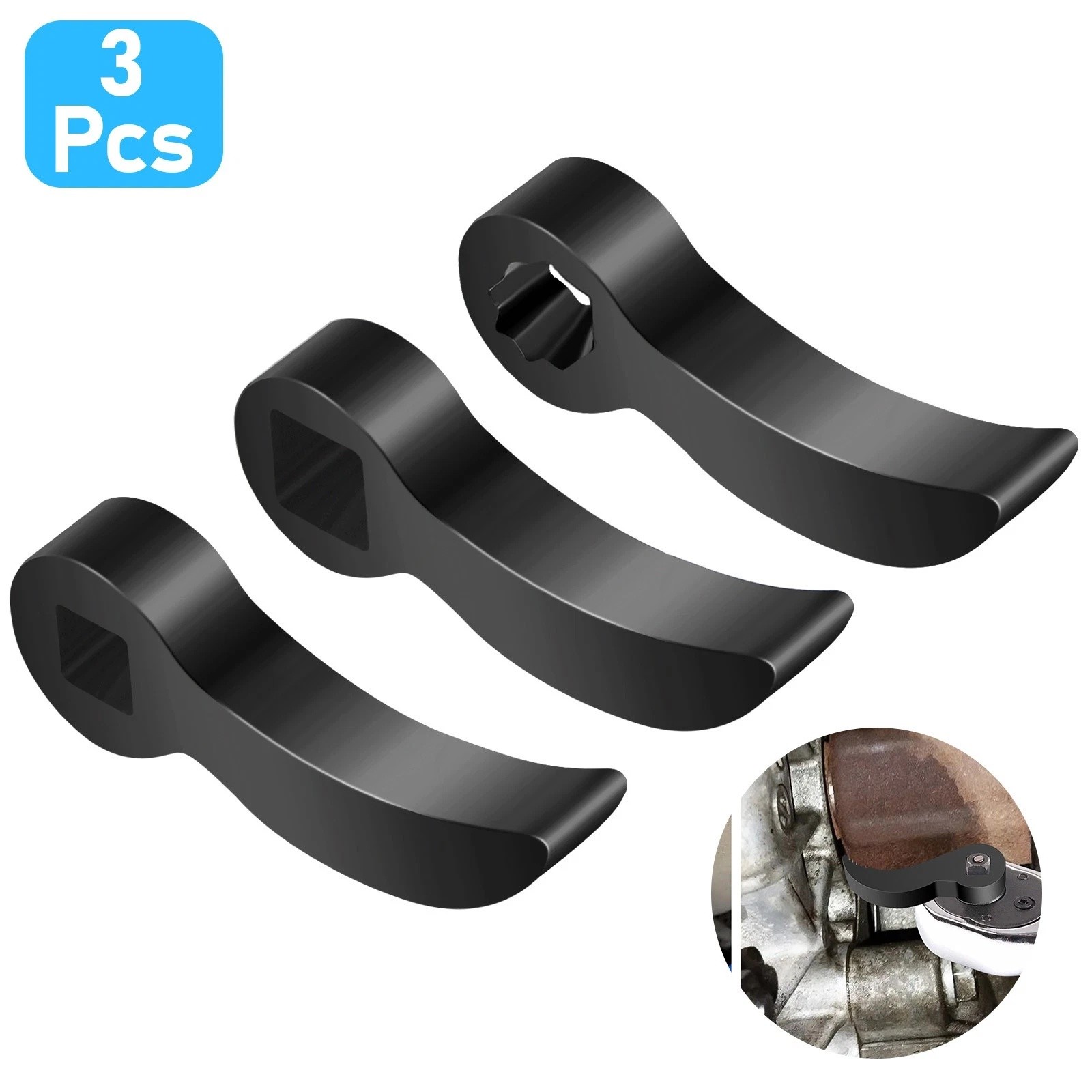 3 PCS Multi Angle Pry Bar Head Adapter for Ratchet Breaker Bar Drive Shaft Work
