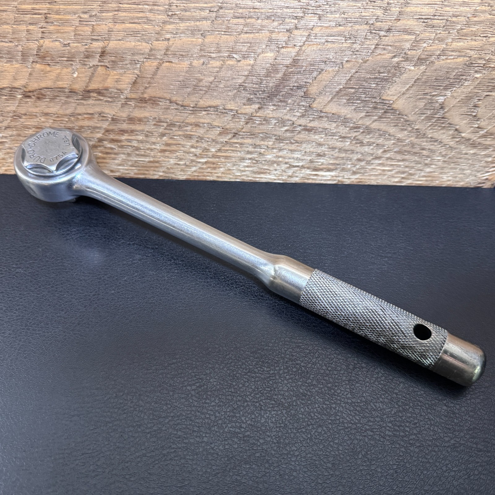 DURO-CHROME 675A 1/2 Drive Ratchet Reversible w/ Knurled Handle 10″ Vintage USA