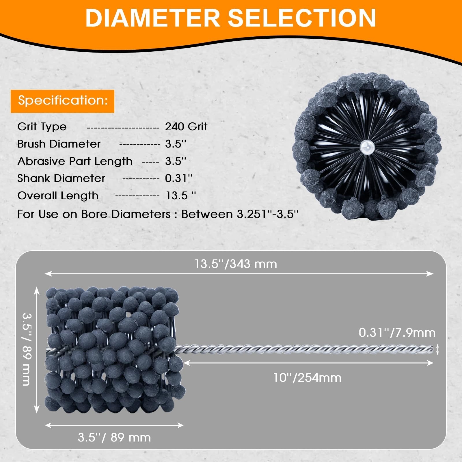 3.5 Inch Cylinder Hone Tool – 240 Grit Flexible for Engine Rebuilding & Crosshat