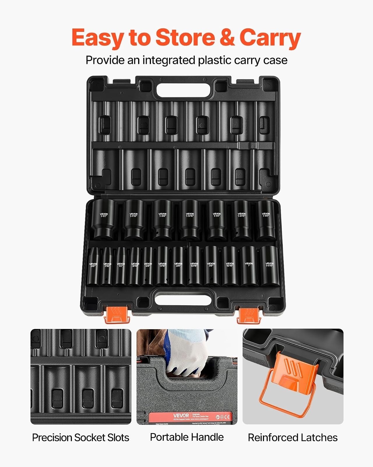 Impact Socket Set, 1/2″ 19 Piece Impact Sockets, Deep Socket, 6-Point Sockets, 1