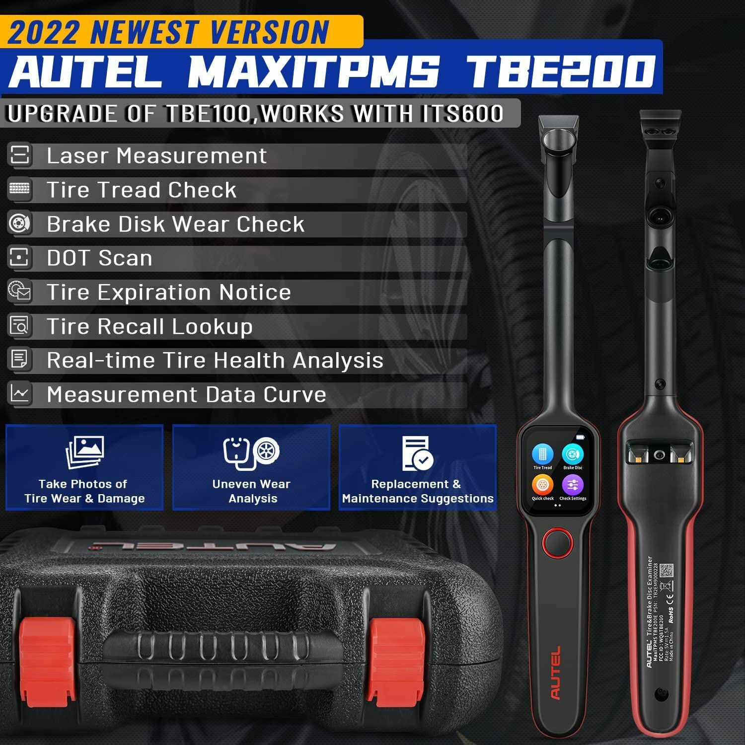 Autel MaxiTPMS TBE200 Laser Tire Tread Depth & Brake Disc Wear Examiner tool