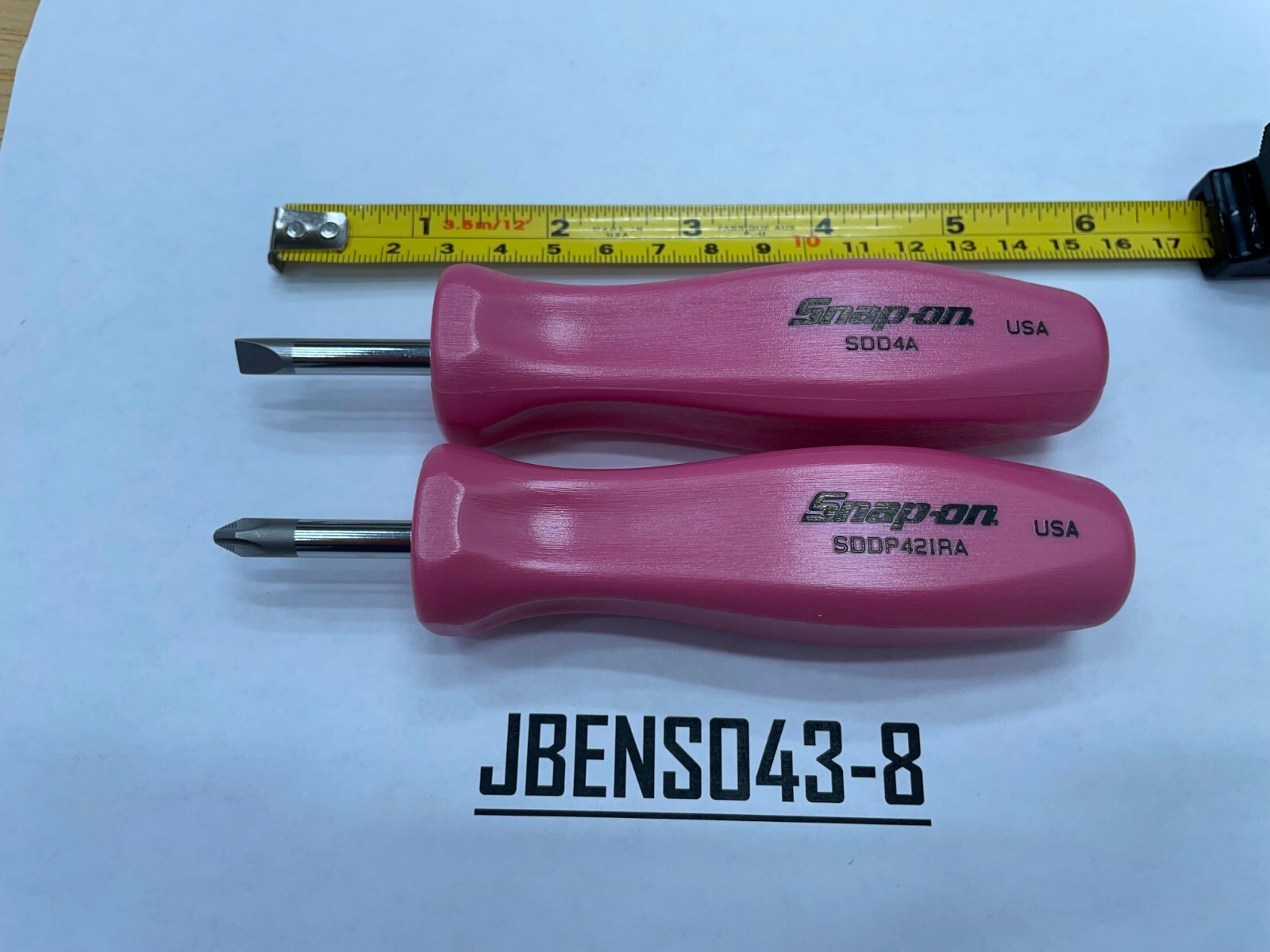 Snap-on Tools RARE PEARL PINK 2pc Hard Standard Handle Stubby Screwdriver Set