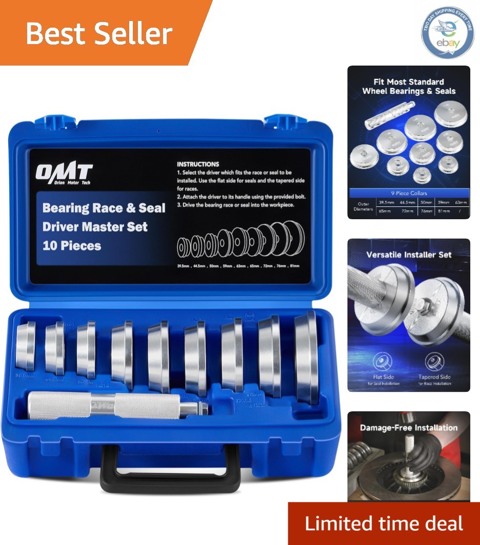 10pc Bearing Press Kit – Dual-Sided Adapters & Corrosion-Resistant Seal Driver