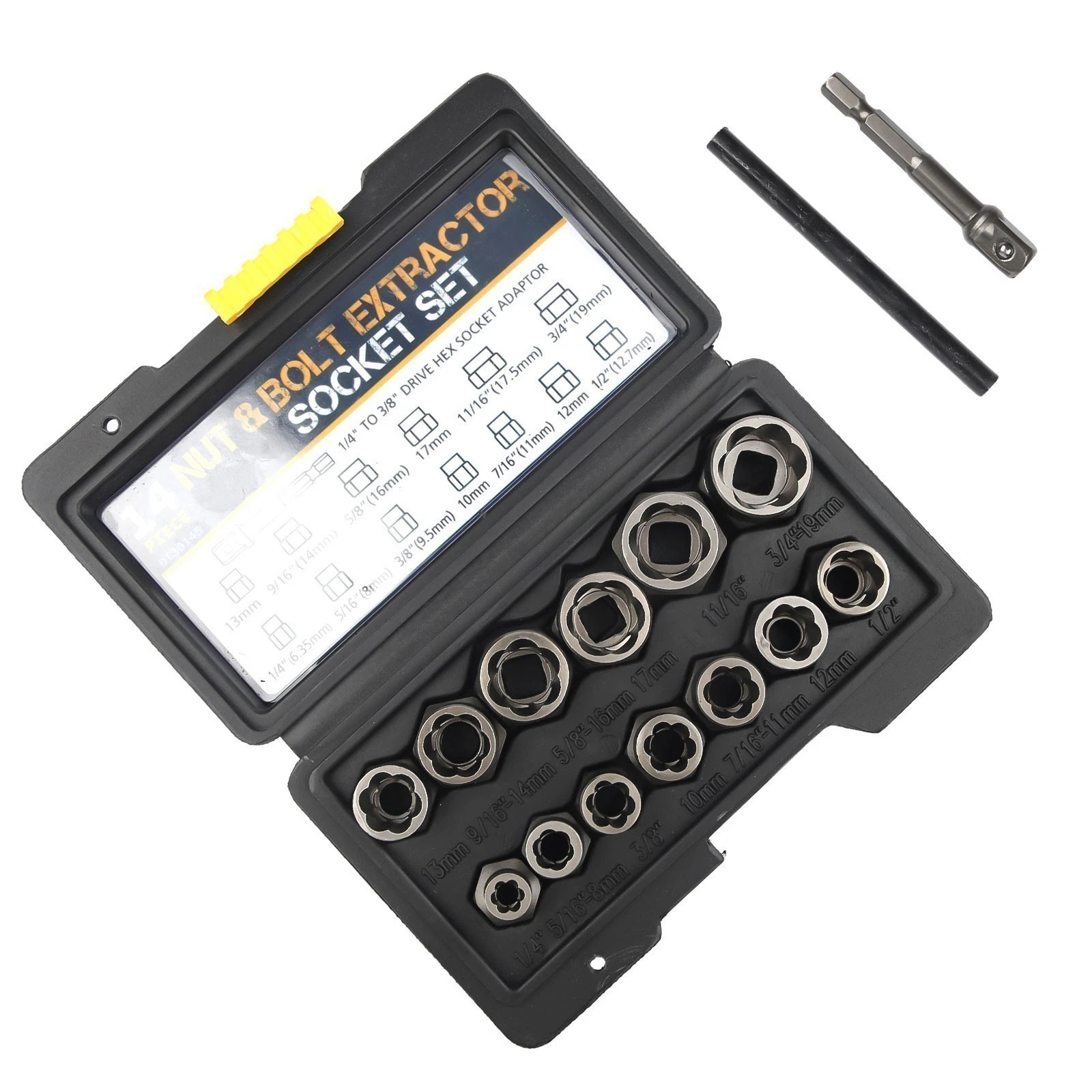 15 Pcs Nut & Bolt Extractor Kit,of Bolt Removal Tool Set, Extractor Socket Tool