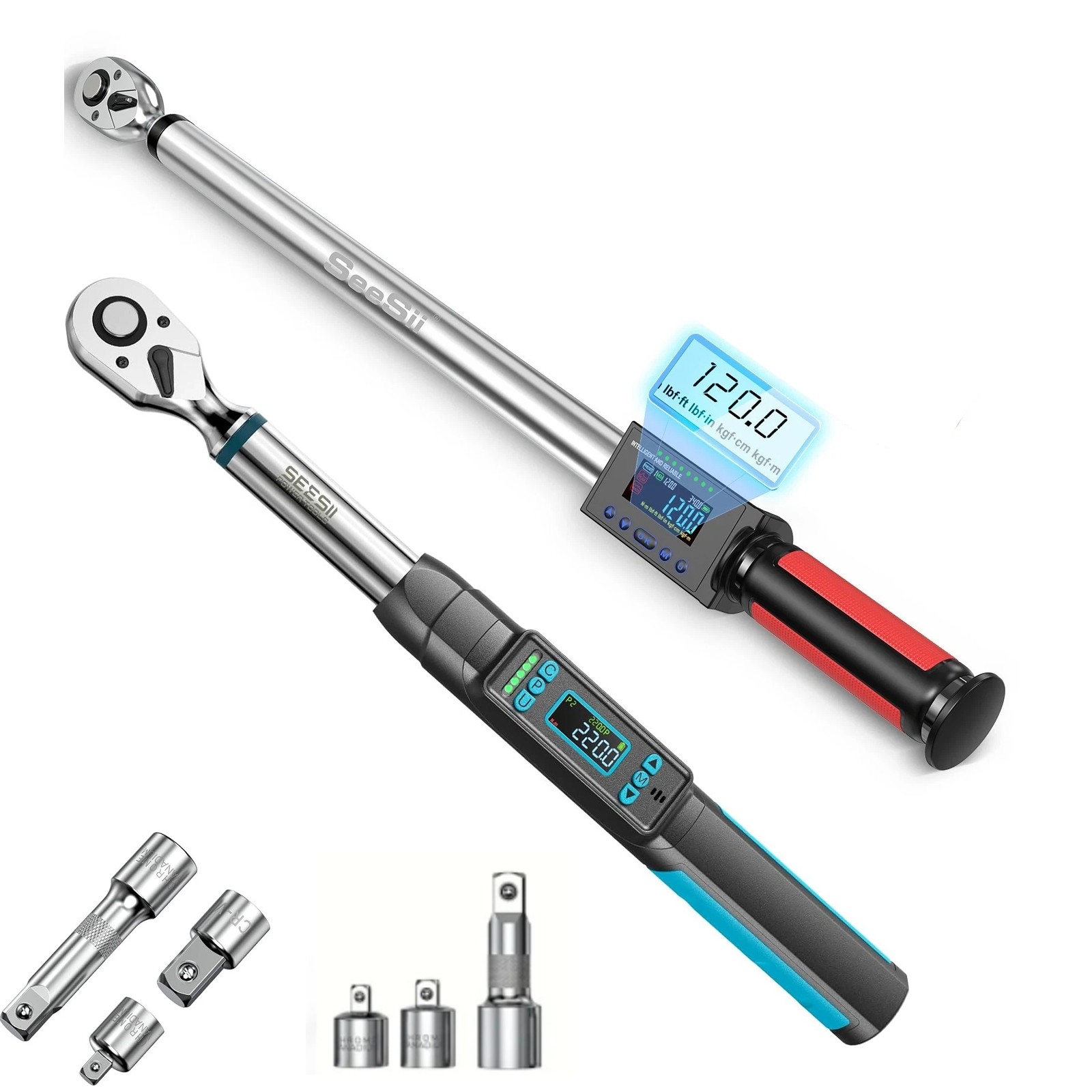 Seesii 3/8″ & 1/2″ Heavy Duty Digital Torque Wrench Combo Kit with Buzzer