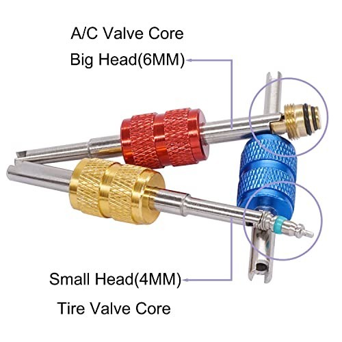 Valve Core Removal Tool Kit Schrader 5 Piece Single Dual Head Tire Stem AC