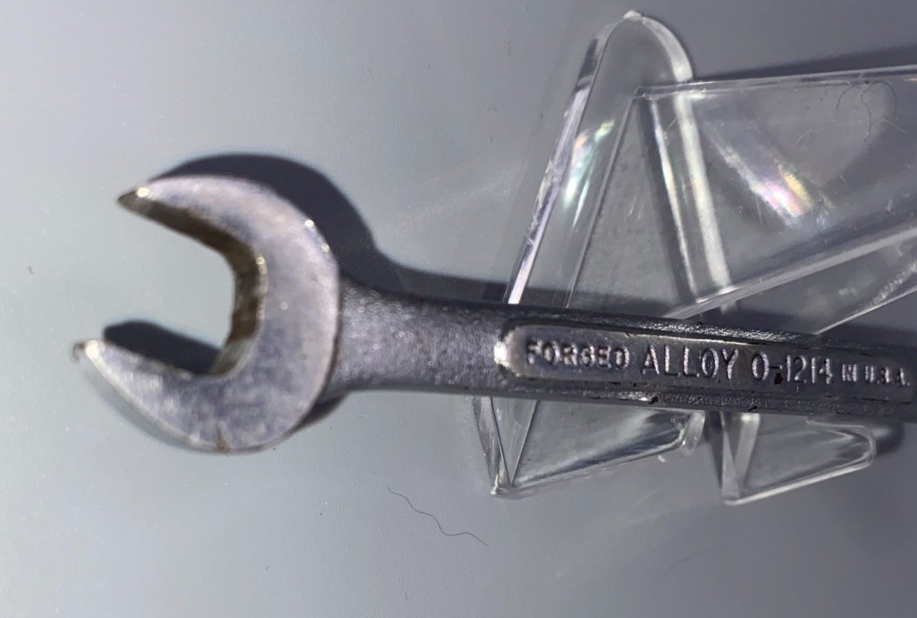 S-K 3/8in x 7/16in Double Open End Wrench 0-1214 USA SK Tools Marks