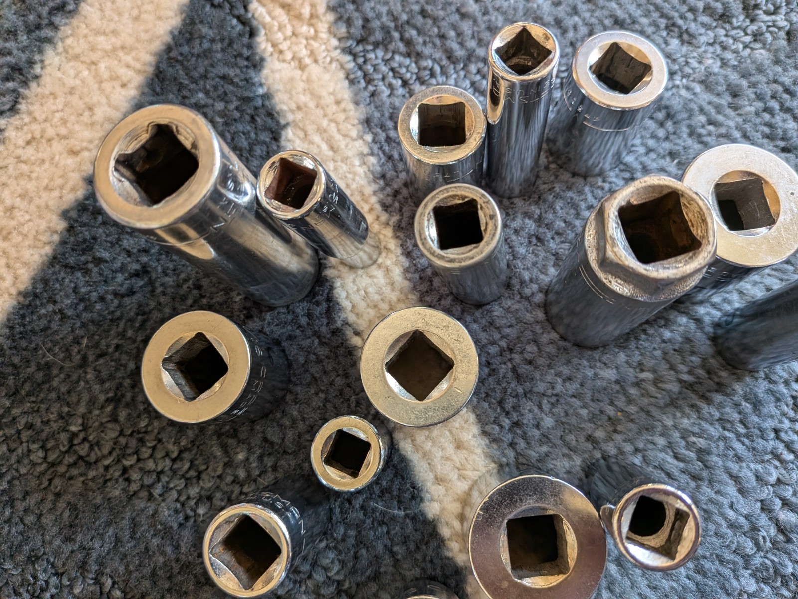 Vintage Craftsman Lot Of 19 SAE 3/8” 1/2″ Drive V-VV- sockets 6Pt 12pt