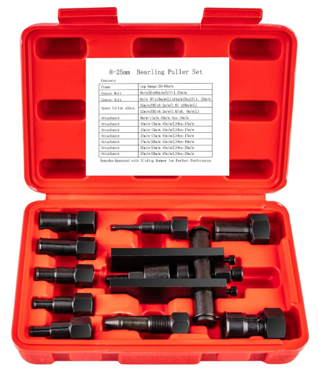 Extractor de rodamientos interiores para moto 8–25 mm, kit de 10 piezas