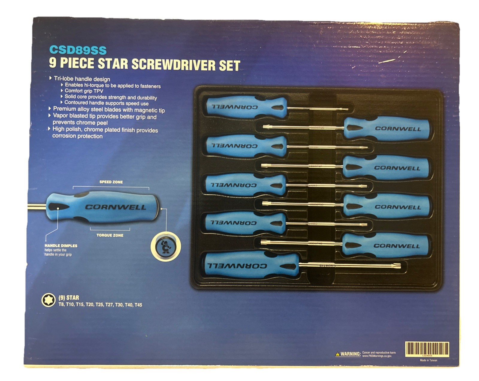 Cornwell Tools 9 Piece Star Screwdriver Set CSD89SS