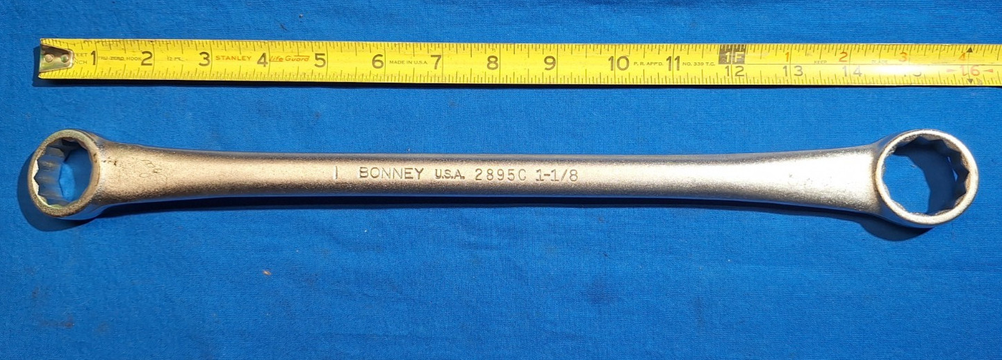 Bonney 2895C 1″ – 1-1/8″ 12 point box wrench 16″ long USA