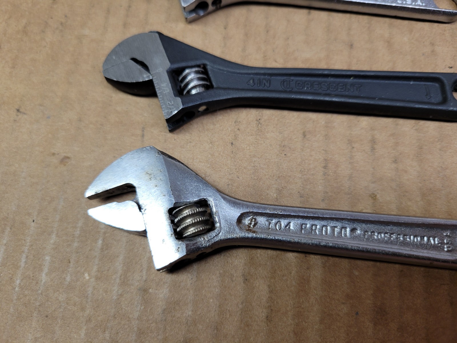 3-Piece 4″ Adjustable Wrench Lot Crestology Crescent Proto