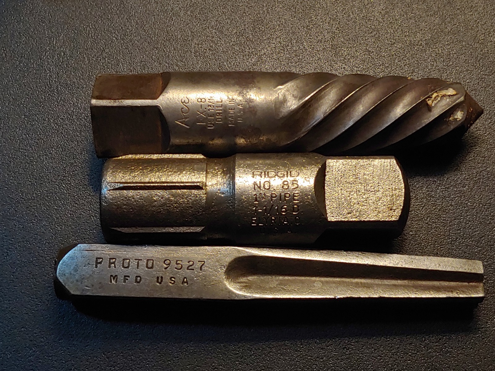 Ace Ex-8 – Proto 9527- Ridgid Pipe 85 Extractor (3 Piece Extraction Tool Lot)