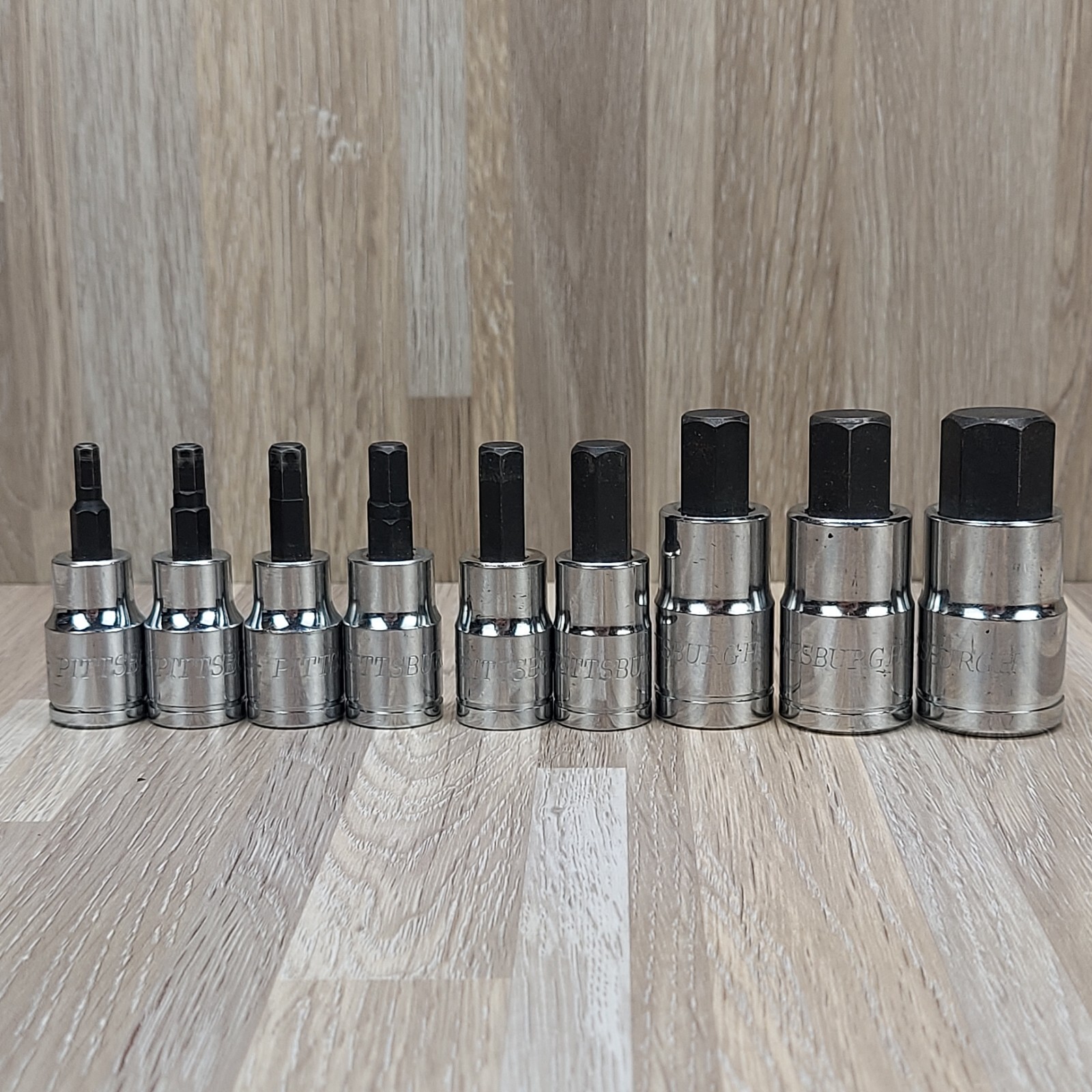 Pittsburg Hex Bit Sockets ~ 3/8″ & 1/2″ Set ~ 9 Pc