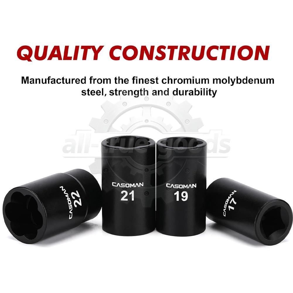 5Pcs Twist Socket 1/2” Drive For Wheel Lug Nut Damaged Removal and Extractor US