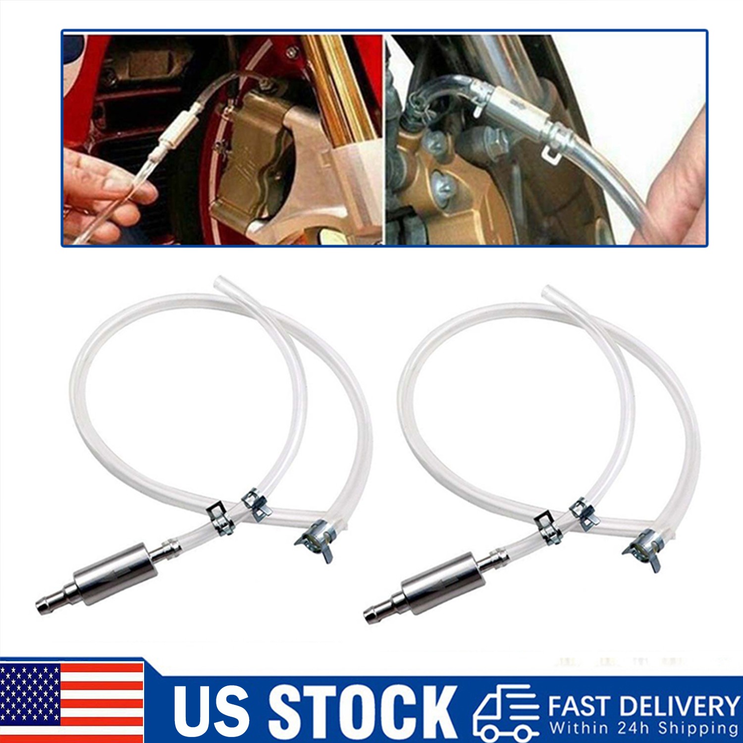 2 PCS Car Motorcycle Brake Bleeder Hose, One Way Check Valve Tube Bleeding Tool