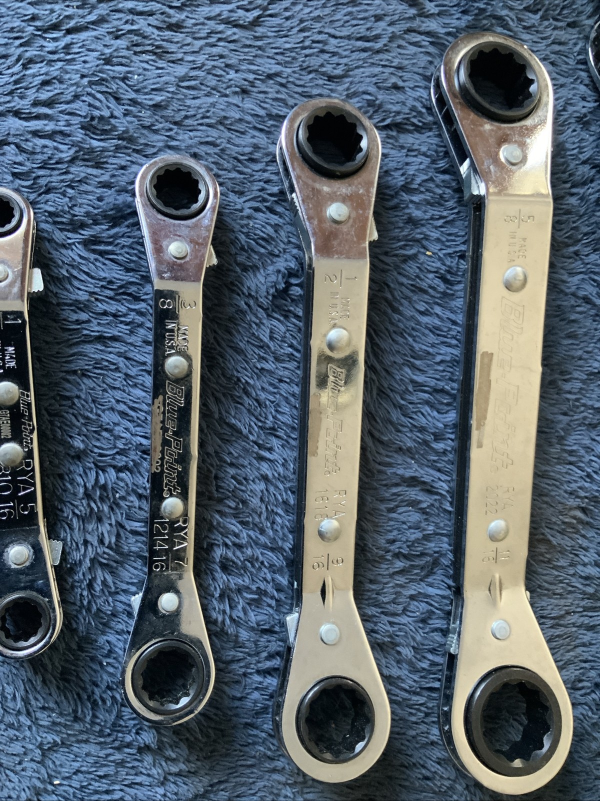 Blue Point Ratcheting Wrench Set, Sae…5pc….buffed Marks…..vv