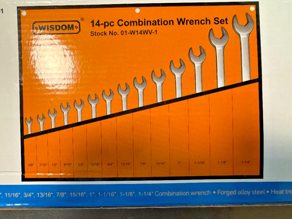 Wisdom 01-W14WV-1 – 14pc SAE Long Pattern Combination Wrench Set (3/8″-1-1/4″)