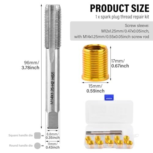 Spark Plug Thread Repair Kit – M12x1.25 & M14x1.25 Taps, High-Speed Steel Tools