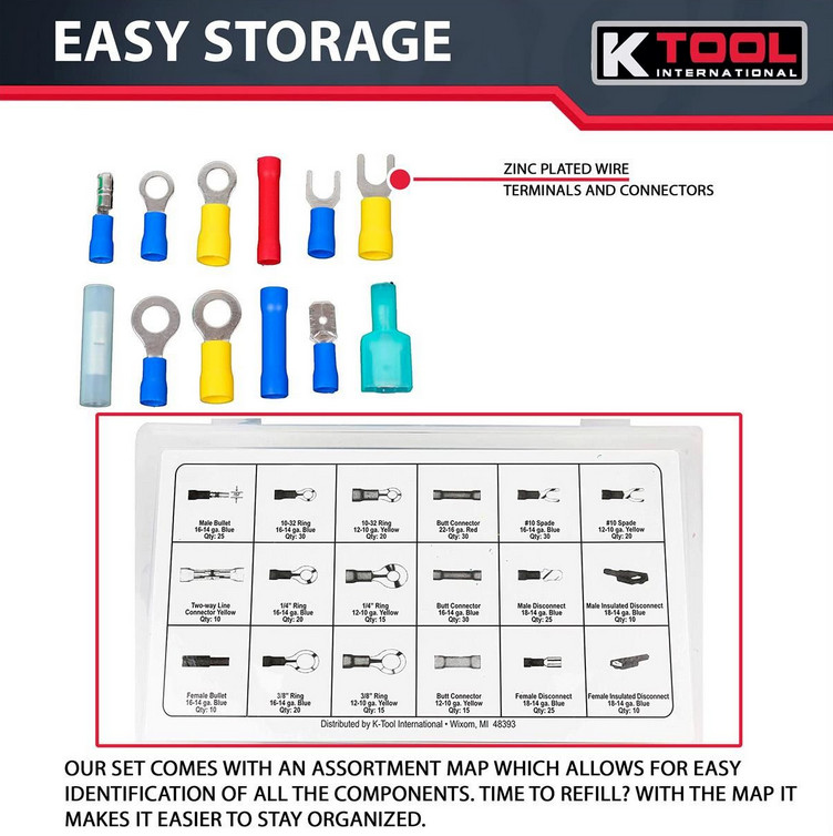 K TOOL INTERNATIONAL TERMINAL ASSORTMENT – 360 PIECES PLUS CASE – KTI00087
