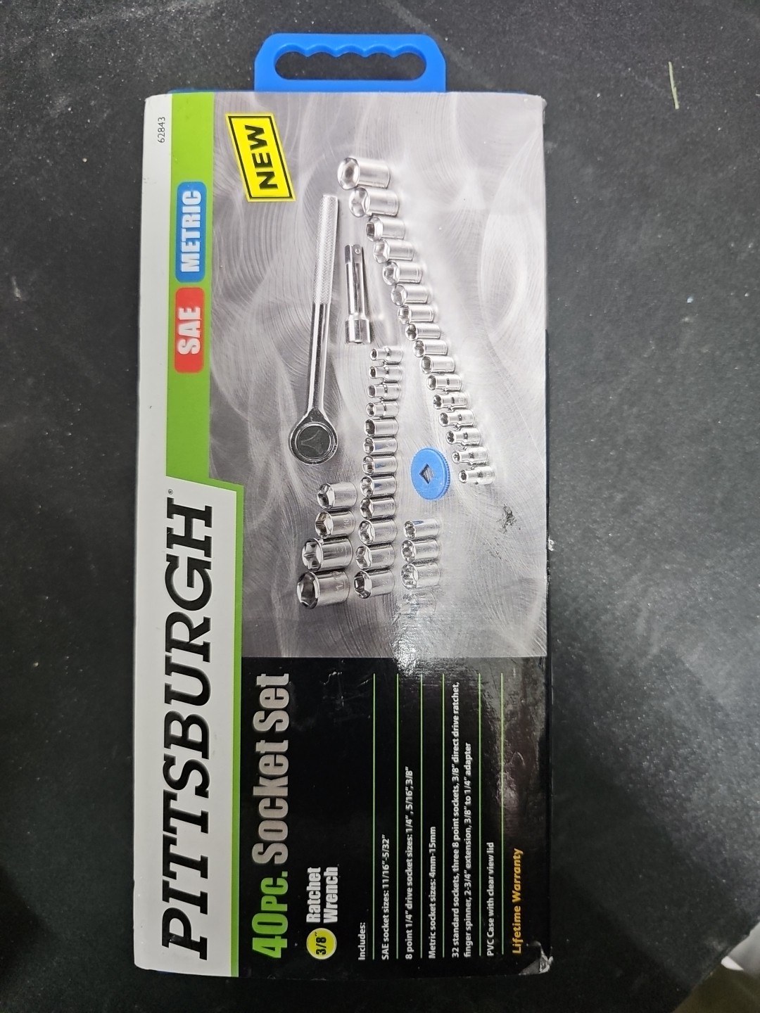 Pittsburgh 40pc Metric SAE 3/8in Drive Socket Ratchet Set