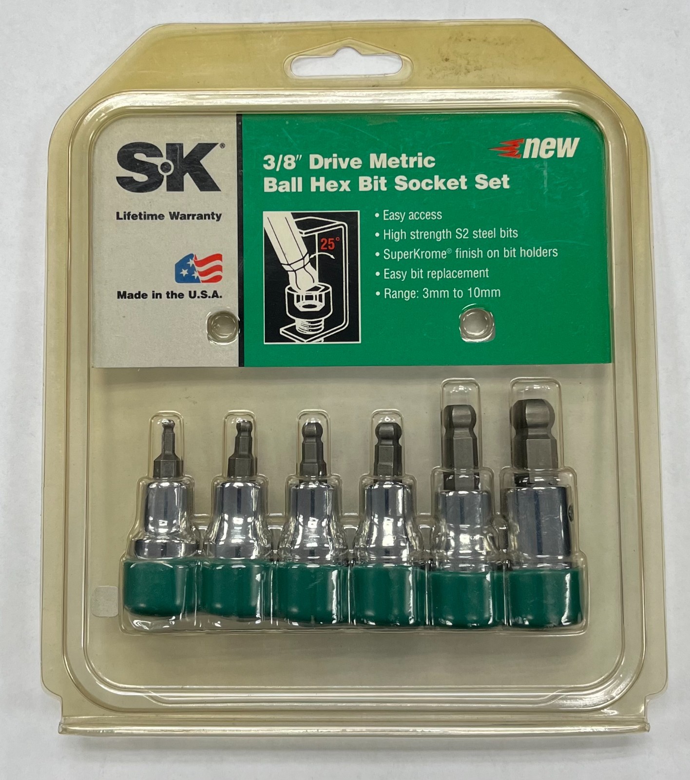 SK Tools U.S.A. MADE 19756 3/8” Drive METRIC ball End Hex Bit Socket Set 6pc