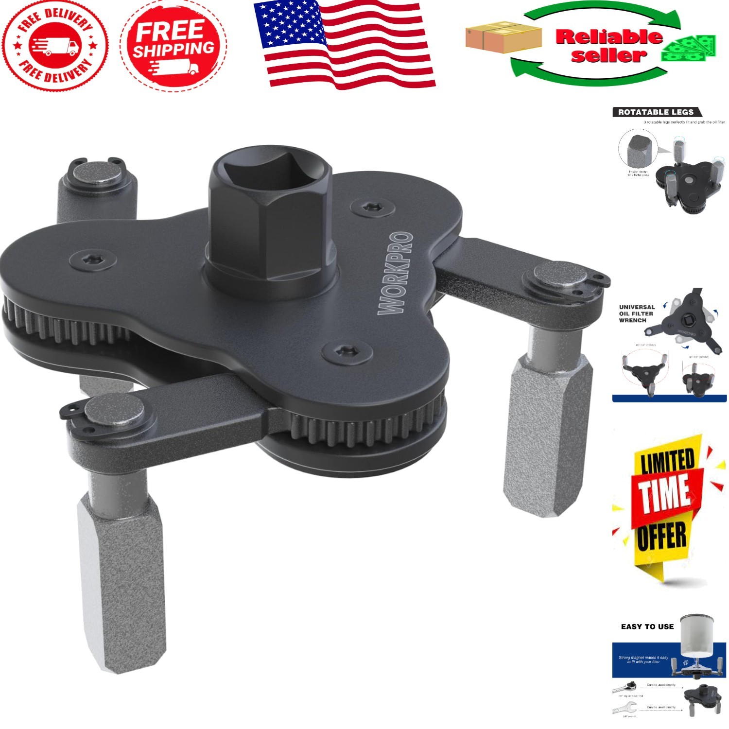 Durable Alloy Steel Oil Filter Removal Tool – Fits 2-3/8 to 3-3/4 Inches
