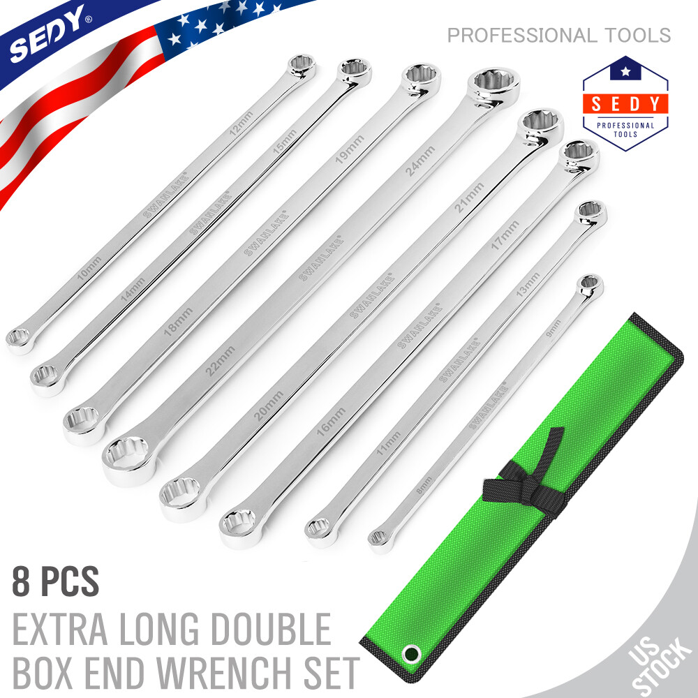 8 Pcs Extra Long Double Box End Wrench Set 8 – 24mm Aviation Spanner With Pouch