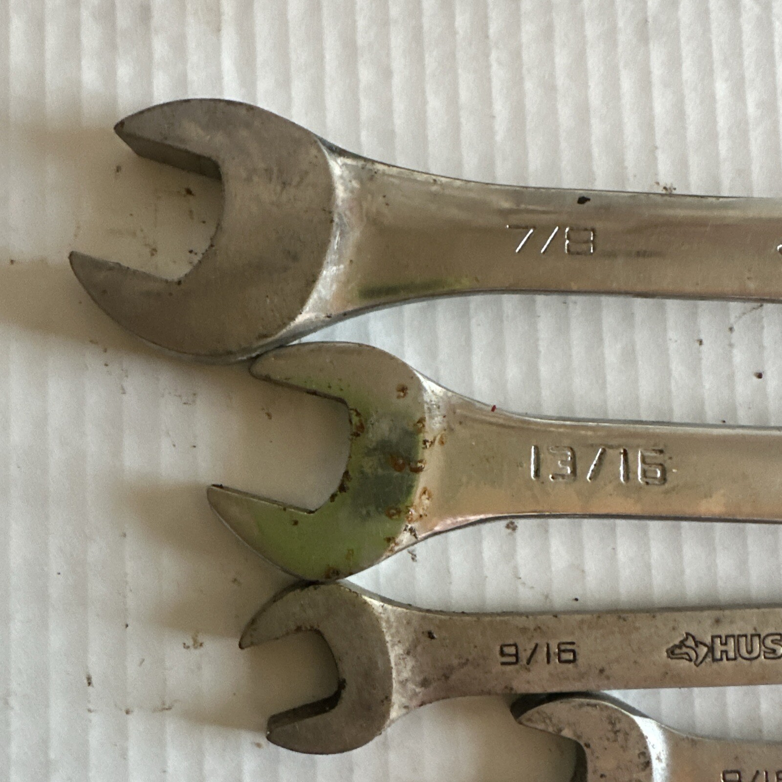 lot of 9 Husky wrenches Standard various sizes forged in U.S.A. drop steel VGC