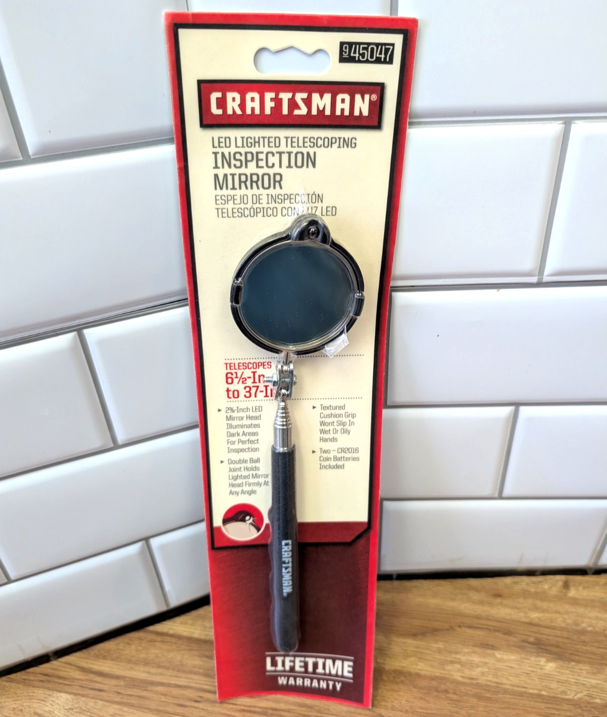 NOS Craftsman LED Lighted Telescoping Inspection Mirror 6″1/2 to 37″ #45047 NEW
