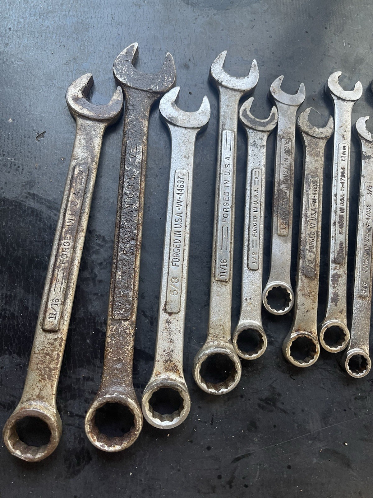 17 pc. Lot Vintage Craftsman USA Combination Wrenches, SAE & Metric Rusty
