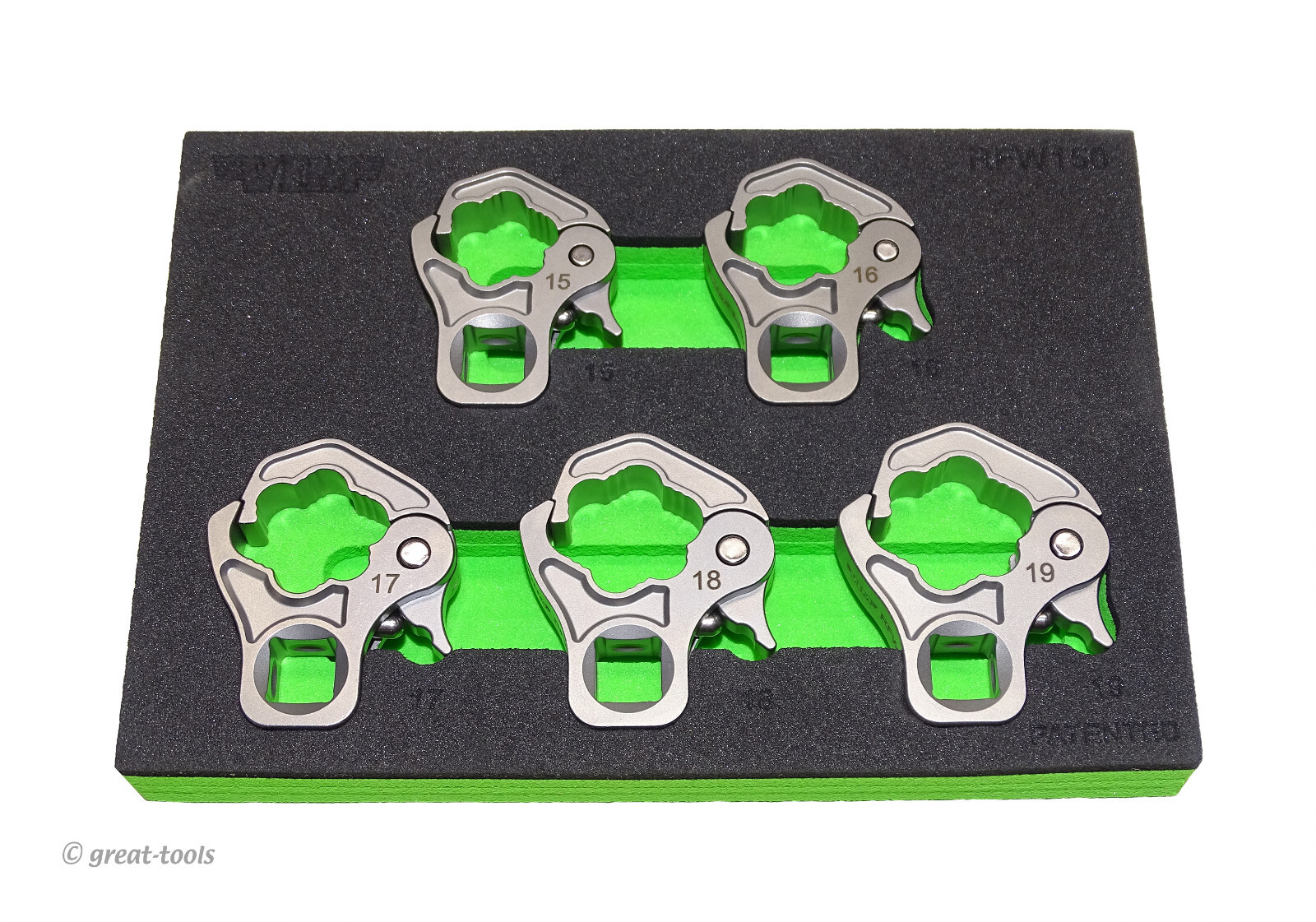 VIM Tools: RATCHETING FLARE NUT SET – medium sizes – 15mm to 19mm
