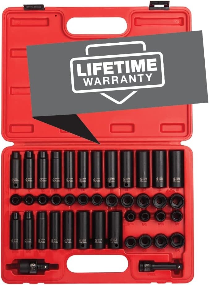Durable 42-Piece Impact Socket Collection – SAE & Metric Sizes, ANSI Certified