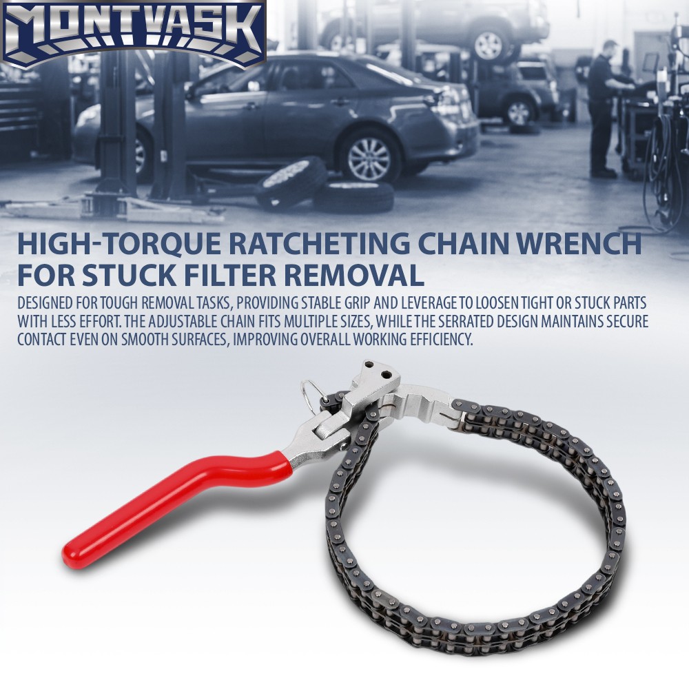 Heavy-Duty Ratcheting Chain Wrench Oil Filter Change Pipe Fittings 60-160mm