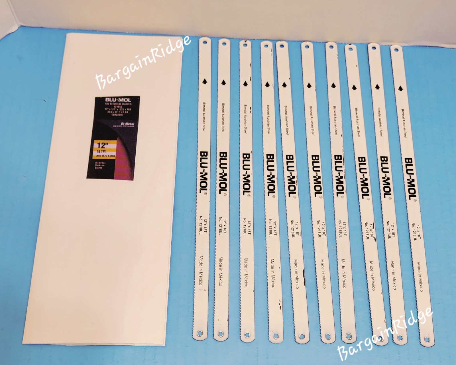 10 PK BLU-MOL HACKSAW BLADES 12″ x1/2″x.025x18T Bi Metal Austrian Steel #1218UL